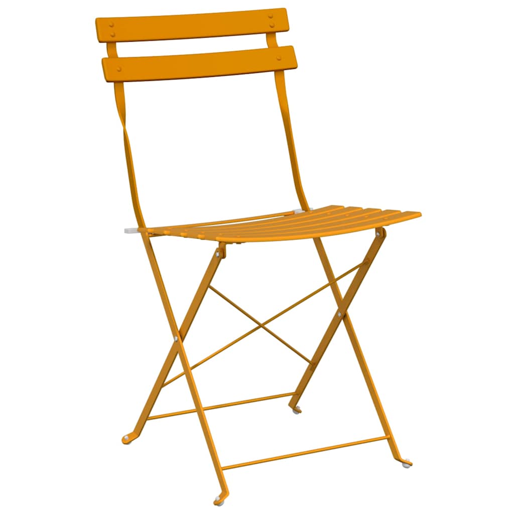 Folding Bistro Set 3 pcs Mustard Steel